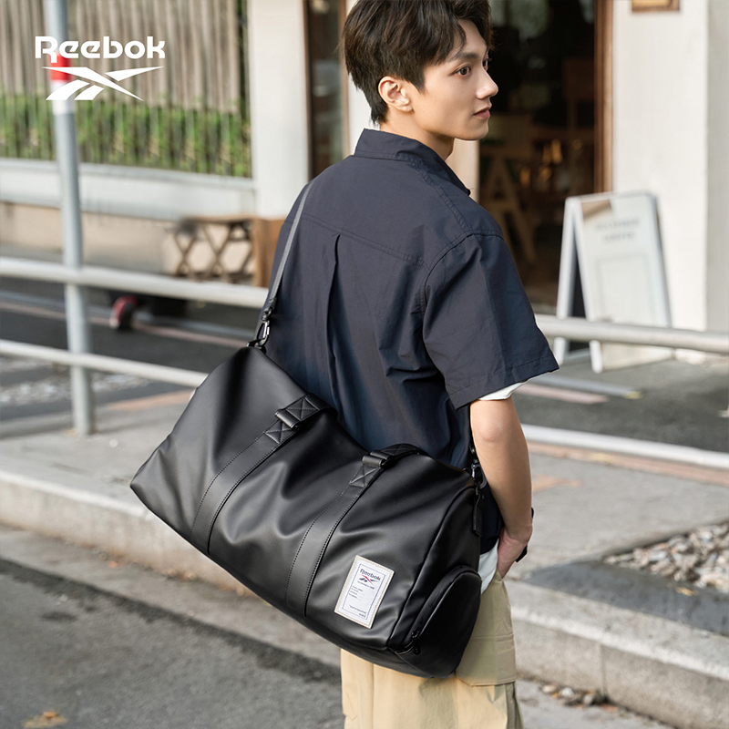Men Shoes Reebok - REEBOK Large Capacity Black Leather Duffel